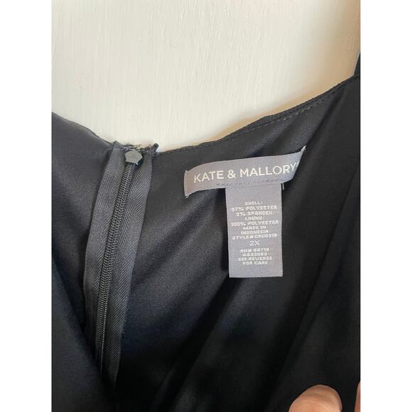 Kate & Mallory sleeveless ruffled jumpsuit black zip elastic waist wide leg 2X - Picture 7 of 8